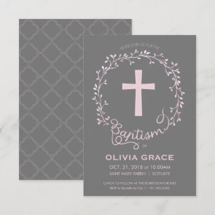 Baptism Christening Invitation - Baby Girl Invite