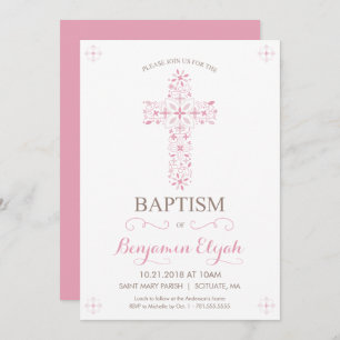 Baptism, Christening Invitation - Baby Girl Invite