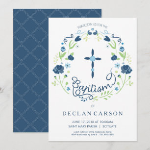 Baptism, Christening Invitation Boys Invite Card