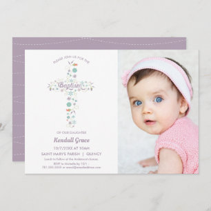 Baptism, Christening Invitation, Girl Photo Invite