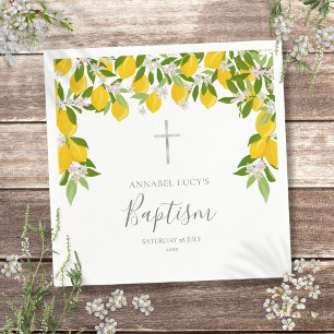 Baptism Christening Lemons Blossom Floral Napkin
