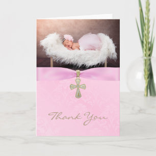 Baptism Christening PhotoThank You Card for a Girl