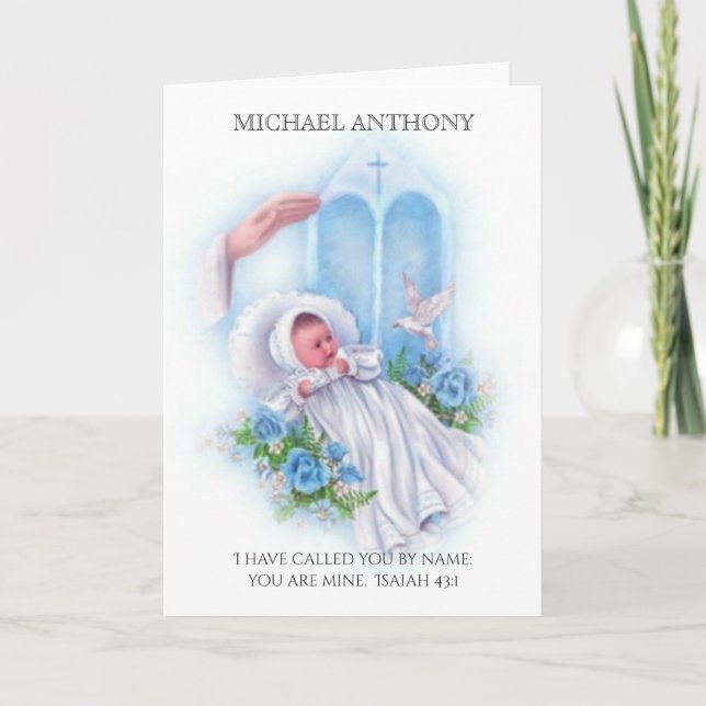 Baptism Christening Scriptural  Baby Boy Card (Front)