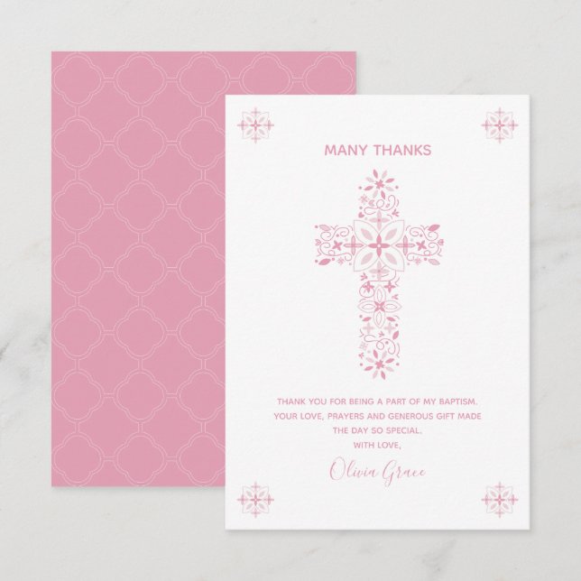 Baptism, Christening Thank You Card - Custom Note (Front/Back)