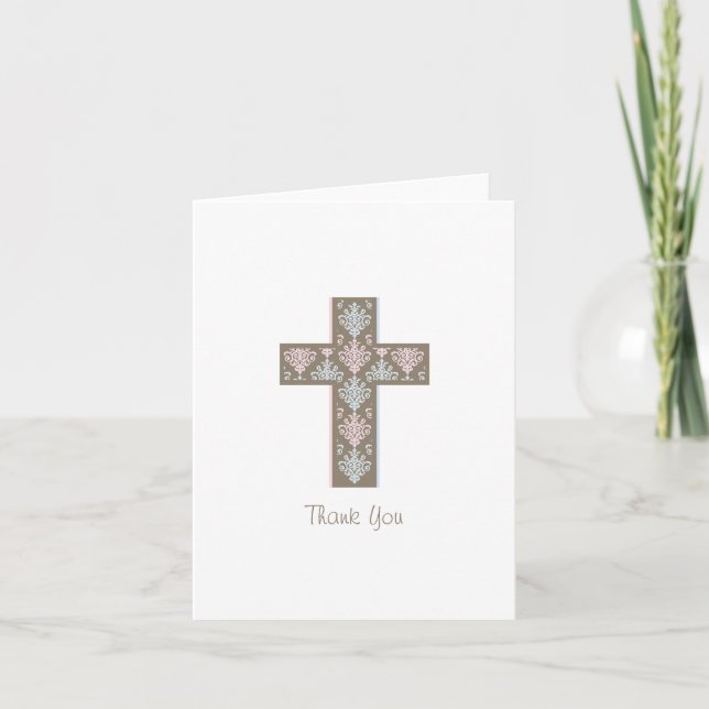 Baptism/Christening Thank You Card  |  Twins (Front)
