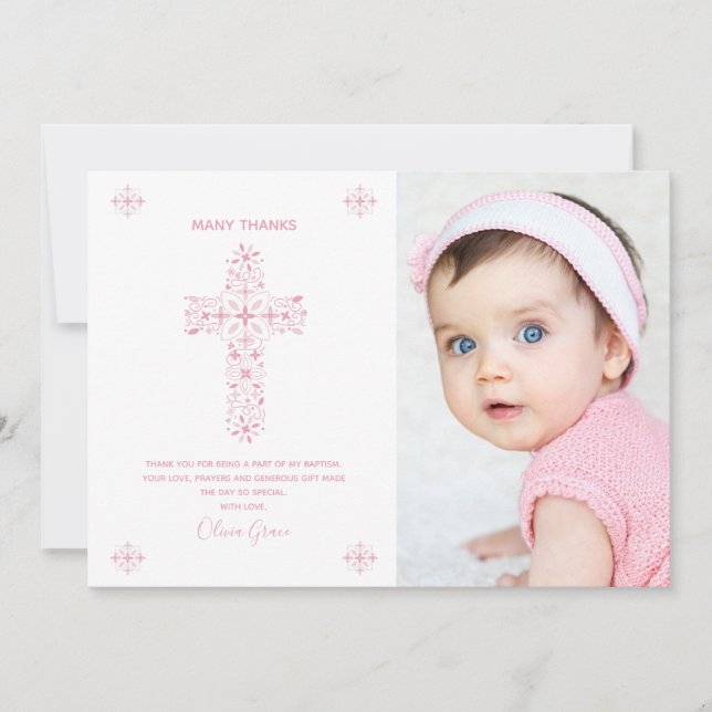 Baptism, Christening Thank You Card w/ Photo (Front)