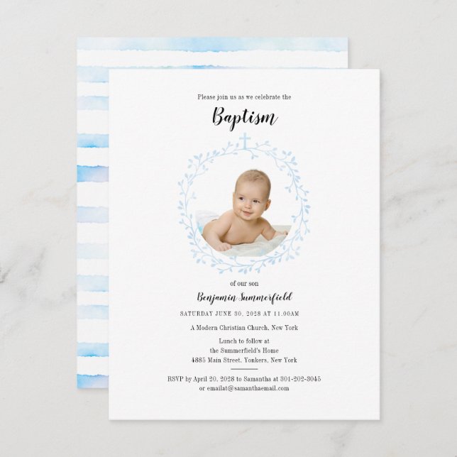  Baptism Christian Religious Event Baby Photo Invitation (Front/Back)