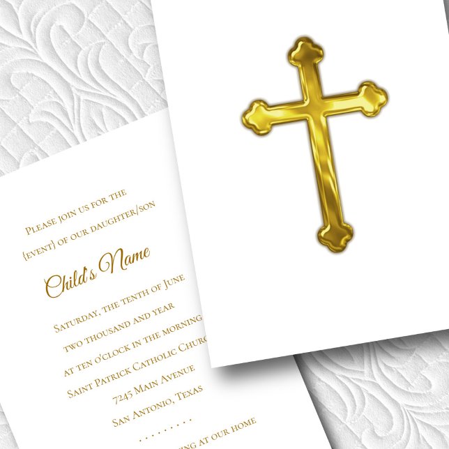 Baptism Confirmation 1st Communion Trefoil Cross Invitation (Creator Uploaded)