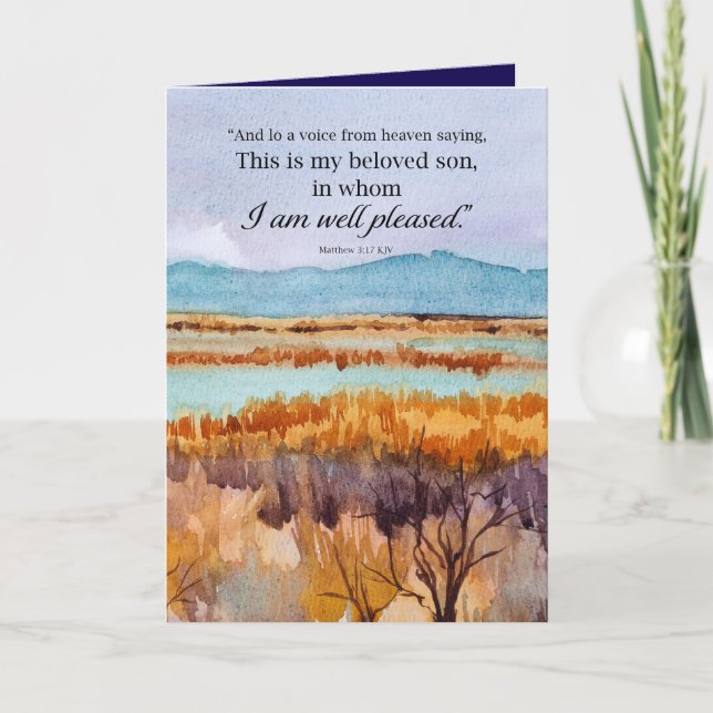 Baptism Congratulations Bible Matthew Desert  Card (Front)