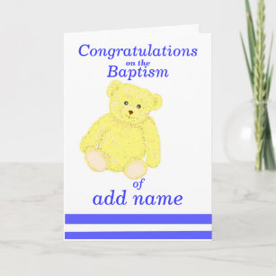 Baptism congratulations card Boy name front
