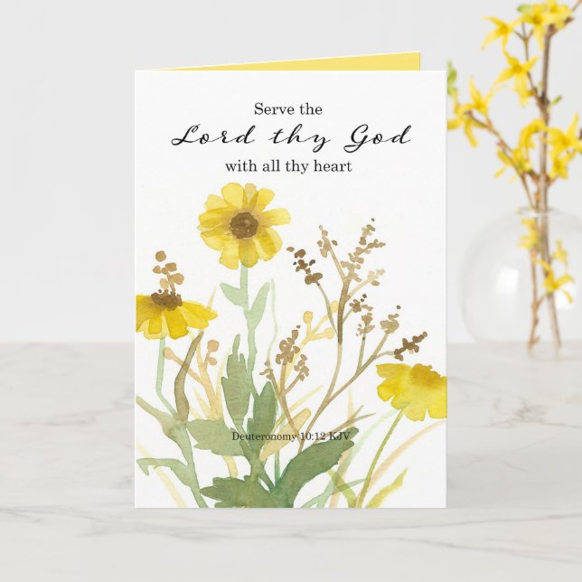 Baptism Congratulations Deuteronomy Scripture  Card (Yellow Flower)