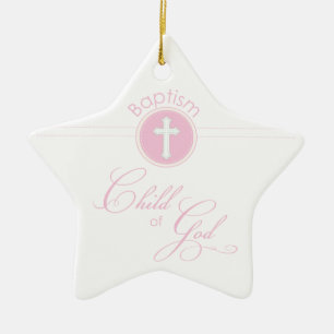 Baptism Congratulations Pink Child of God Ceramic Tree Decoration