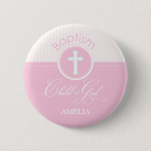 Baptism Congratulations Pink, Round Gifts 6 Cm Round Badge
