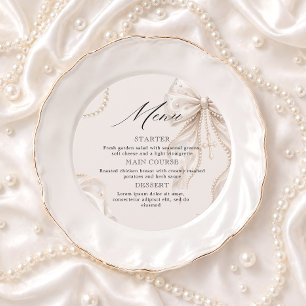 Baptism Coquette Beige Bow and Pearl Menu