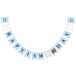 Baptism Cross Blue Black Boy Photo Bunting