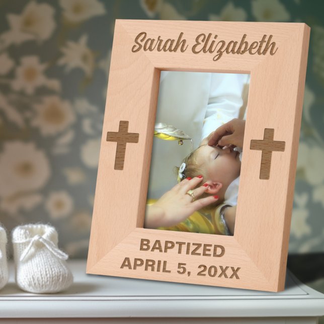 Baptism Cross Custom Name and Date Etched Frames (Creator Uploaded)