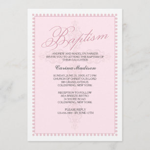 Baptism Cross Pink Invitation