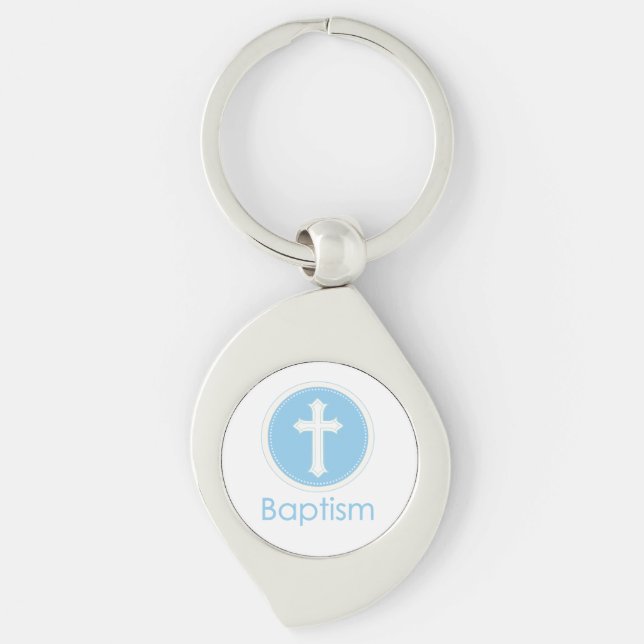Baptism, Custom Name, Blue Child of God Key Ring (Front)