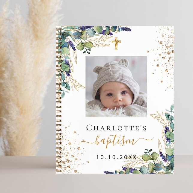 Baptism custom photo eucalyptus guest book (Creator Uploaded)