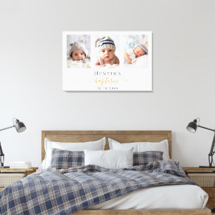 Baptism custom photo modern boy girl canvas print
