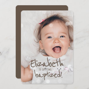 Baptism   Custom Photo with Fairy Lights Invitation