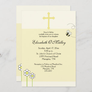 Baptism Dedication Spring Bee Happy Invitation