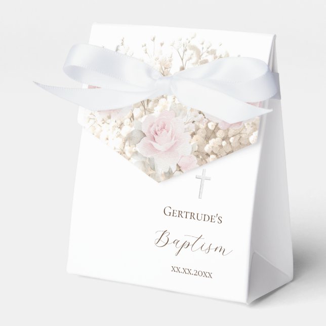 Baptism delicate bouquet favour box (Front Side)