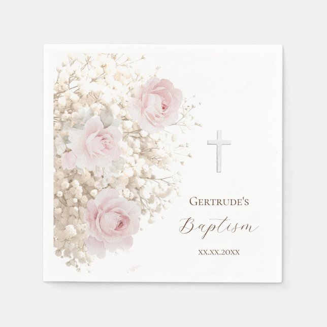 Baptism delicate bouquet  napkin (Front)