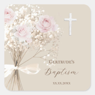 Baptism delicate bouquet  square sticker