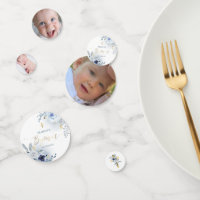 Baptism dusty blue flowers confetti