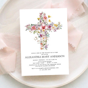 Baptism Dusty Pink Rose Greenery Eucalyptus Invitation