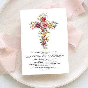 Baptism Dusty Pink Rose Greenery Eucalyptus Invitation