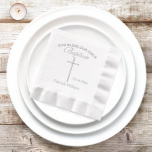 Baptism Elegant Cross Foil Napkins