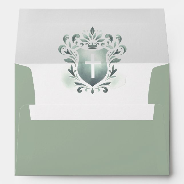 Baptism Envelopes Elegant Sage Green (Back (Bottom))