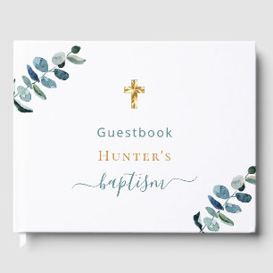 Baptism eucalyptus custom photo girl boy guest book