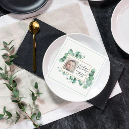 Baptism Eucalyptus Greenery Christening THANK YOU Napkin