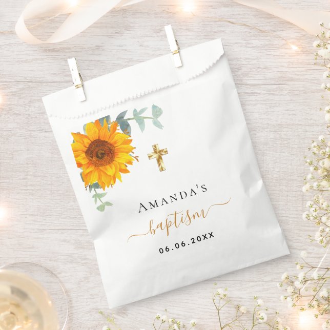 Baptism eucalyptus rustic sunflower boy girl favour bag (Clipped)