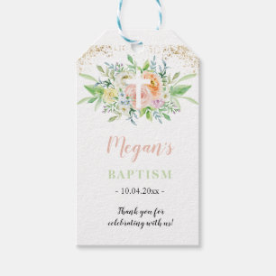 Baptism Favour Gift Tag floral Blush pink