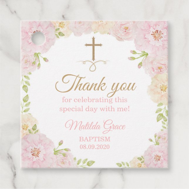 Baptism Favour Tag Square Favour Tag Girl (Front)