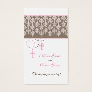 Baptism Favour Tag - Twins