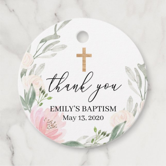Baptism Favour Tags, Girl Baptism Tags,Christening Favour Tags (Front)