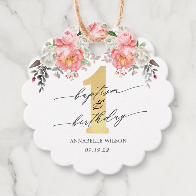 Baptism & First Birthday Thank You Favour Tags (Front)