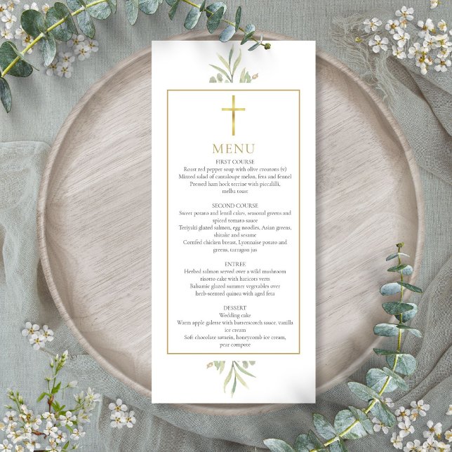 Baptism First Communion Confirmation Greenery  Menu (Baptism First Communion Confirmation Greenery Menu)