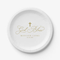 Baptism First Communion Gold God Bless Cross