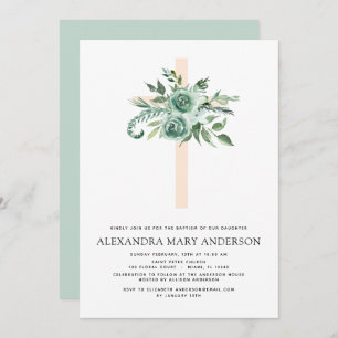 Baptism Floral Greenery Sage Eucalyptus Invitation