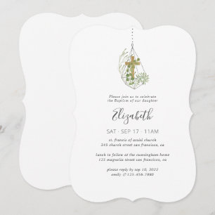 Baptism For Her Modern Country Foliage Terrarium Invitation