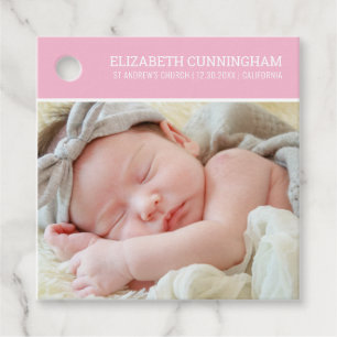 Baptism For Her Modern Simple Custom Photo Favour Tags