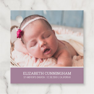 Baptism For Her Modern Simple Custom Photo Favour Tags