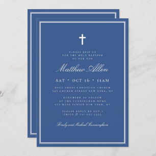 Baptism For Him Classic Elegant Cross Invitation