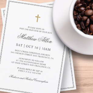 Baptism For Him Elegant Classic Cross Invitation